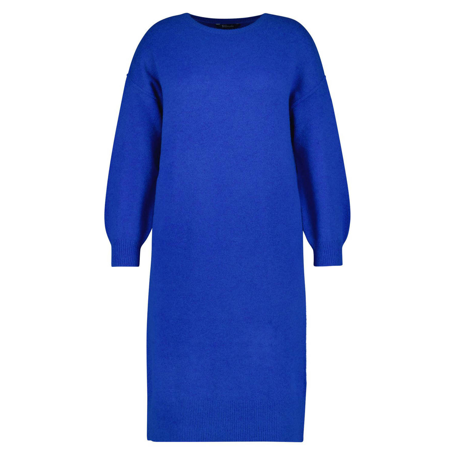 MS Mode fijngebreide jurk met wol blauw