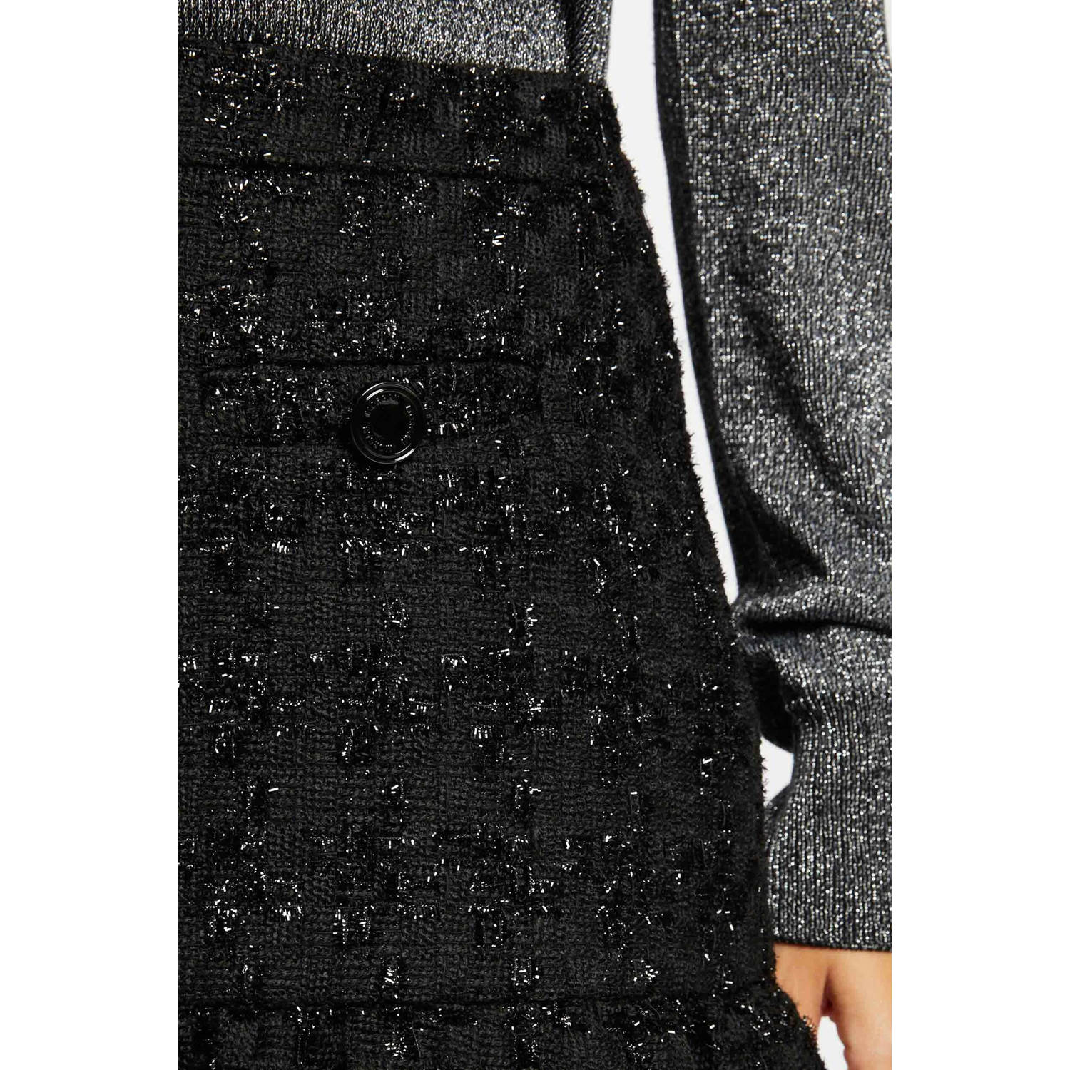 Morgan tweed mini rok met glitters zwart