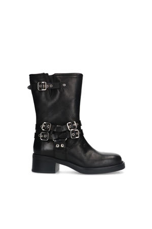 leren bikerboots zwart