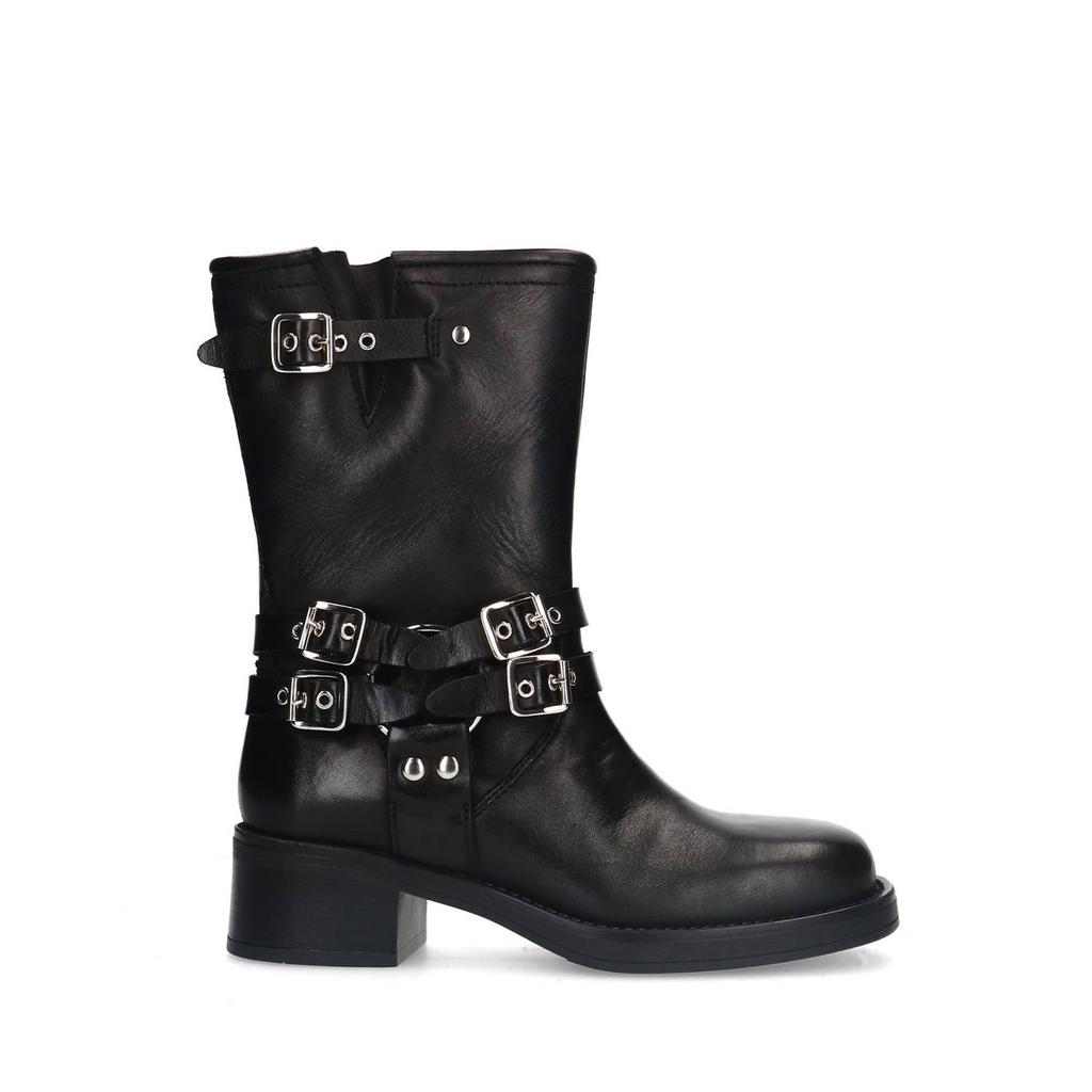 Zwarte dames Sacha leren bikerboots