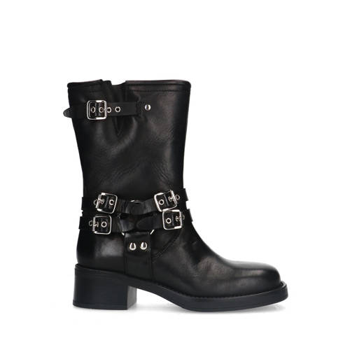 Sacha leren bikerboots zwart afbeelding