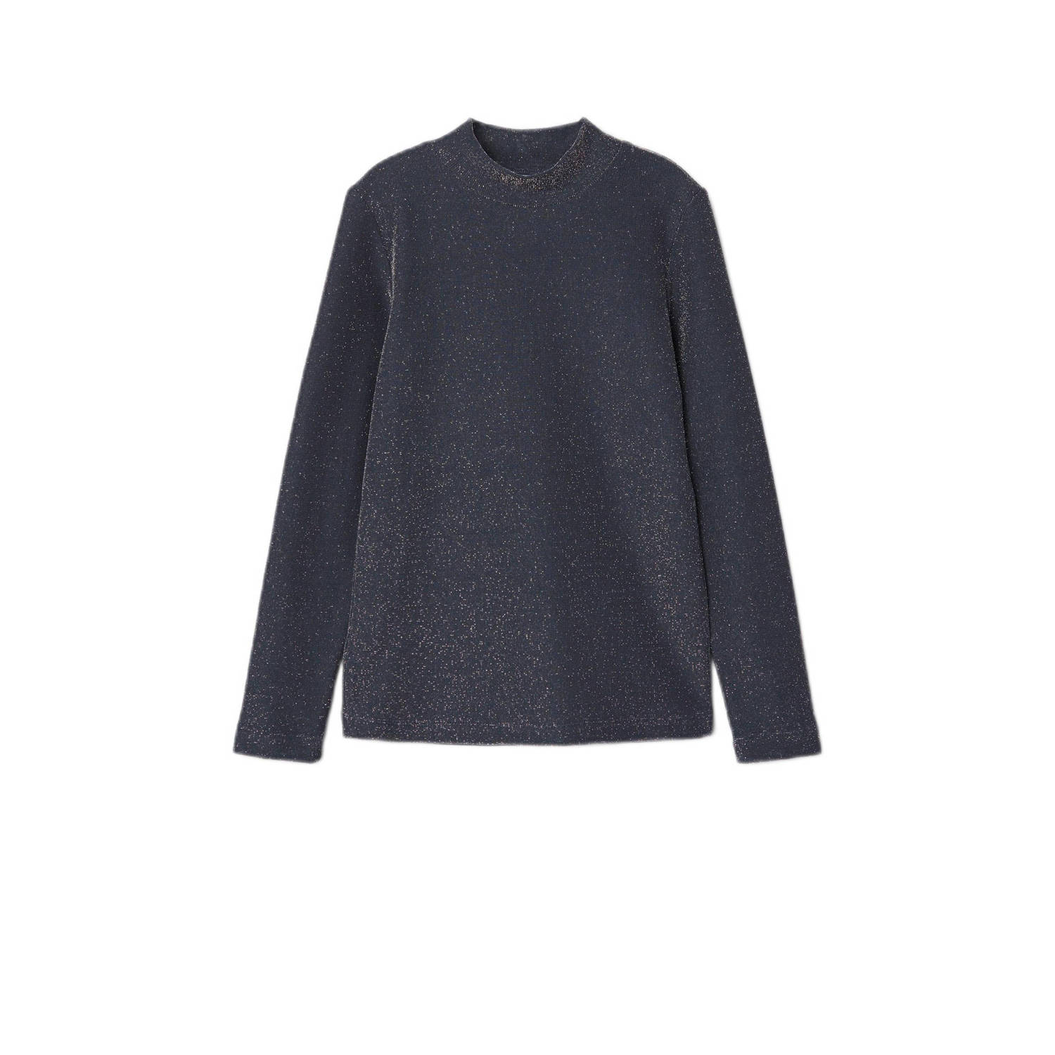 Name it KIDS longsleeve NKFRAGNE met glitters donkerblauw Meisjes Polyamide Opstaande kraag 122 128