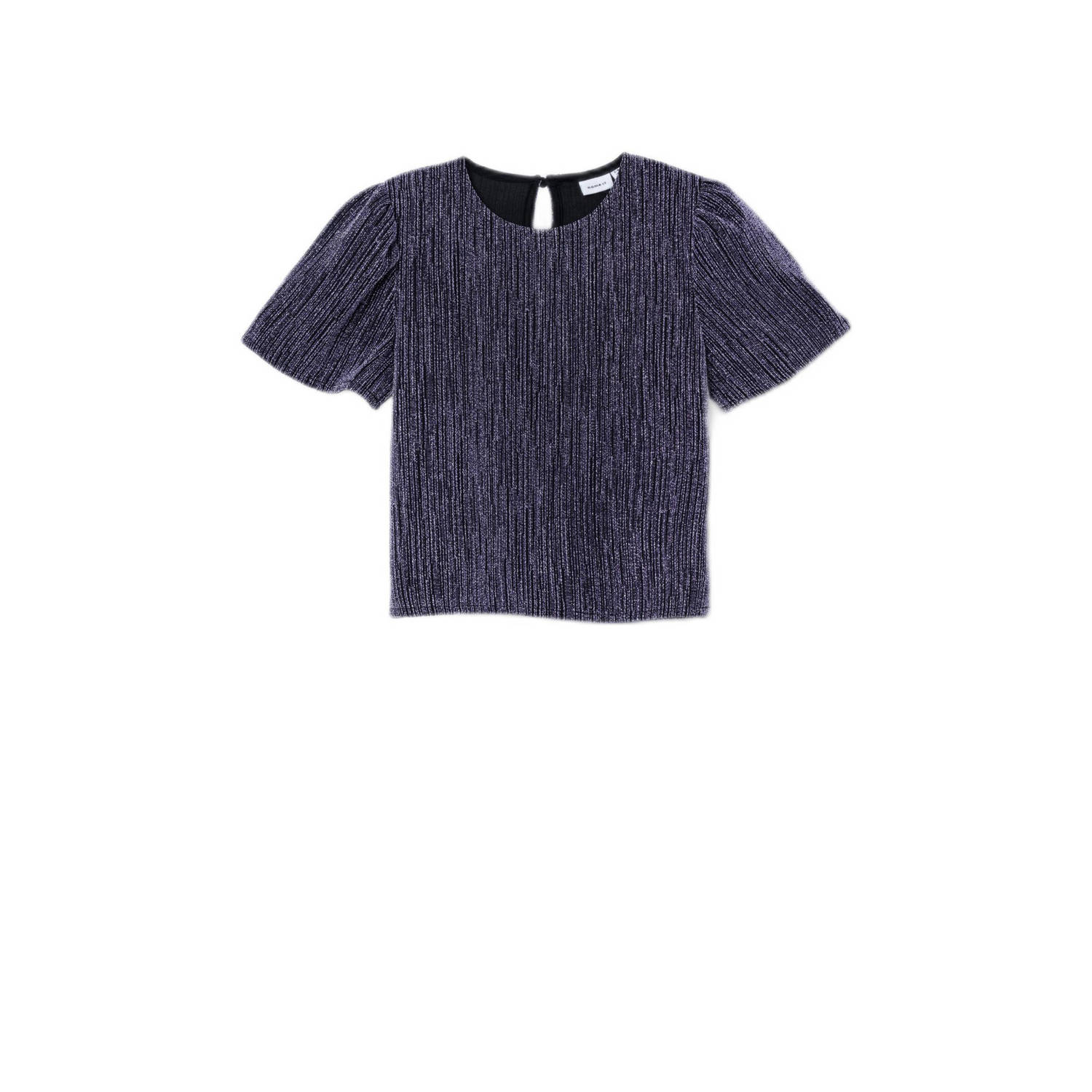 Name it KIDS T-shirt NKFRUNIC paars zilver Meisjes Polyester Ronde hals 134 140