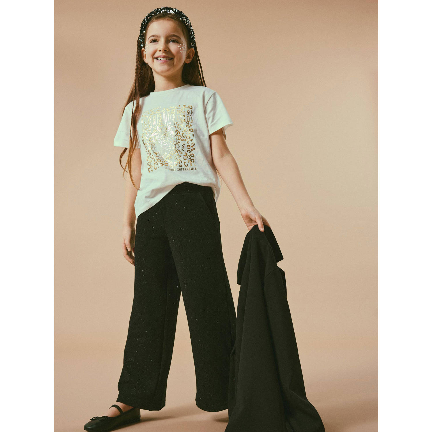 NAME IT KIDS broek NKFRYLULLE met glitters zwart