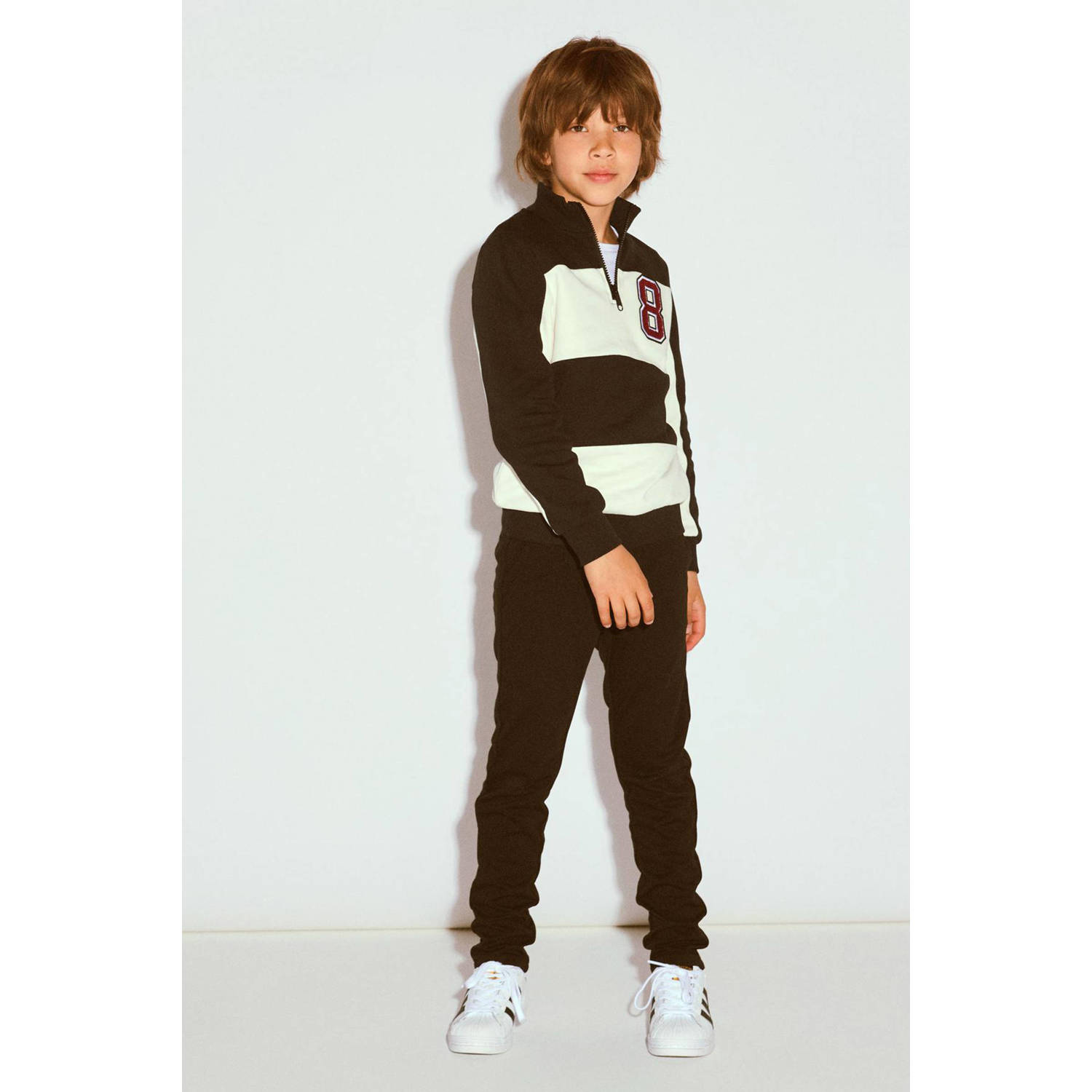 Name it KIDS gestreepte sweater NKMROULADE zwart wit rood Streep 122 128