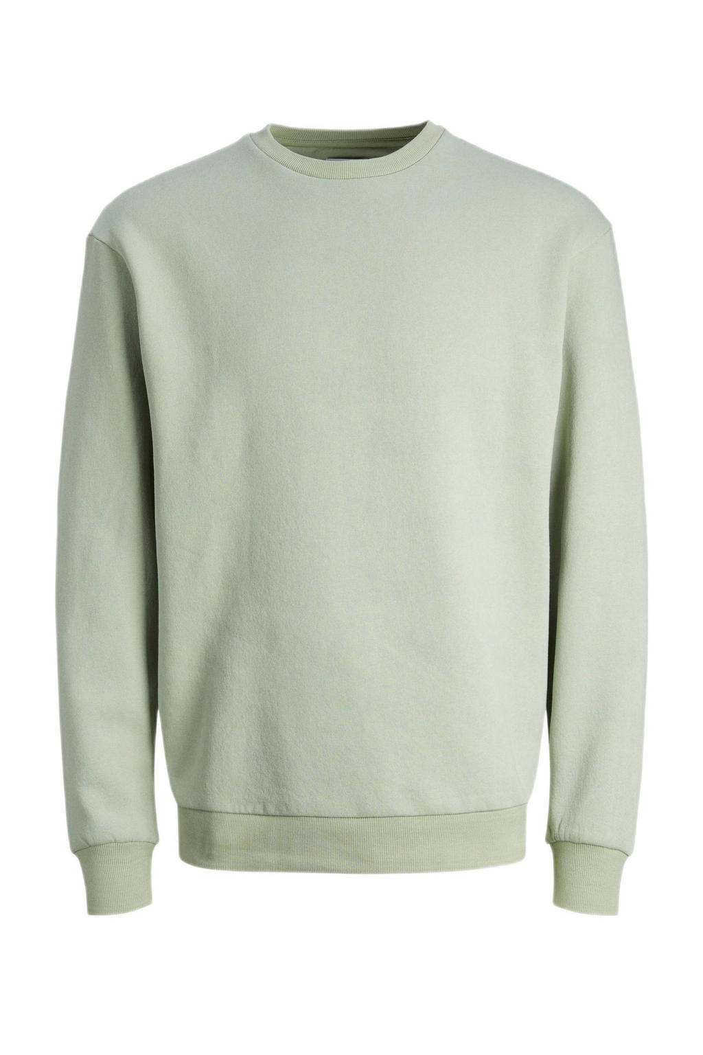 Groene jongens JACK & JONES JUNIOR sweater met effen, lange mouwen, ronde hals en geribde boorden