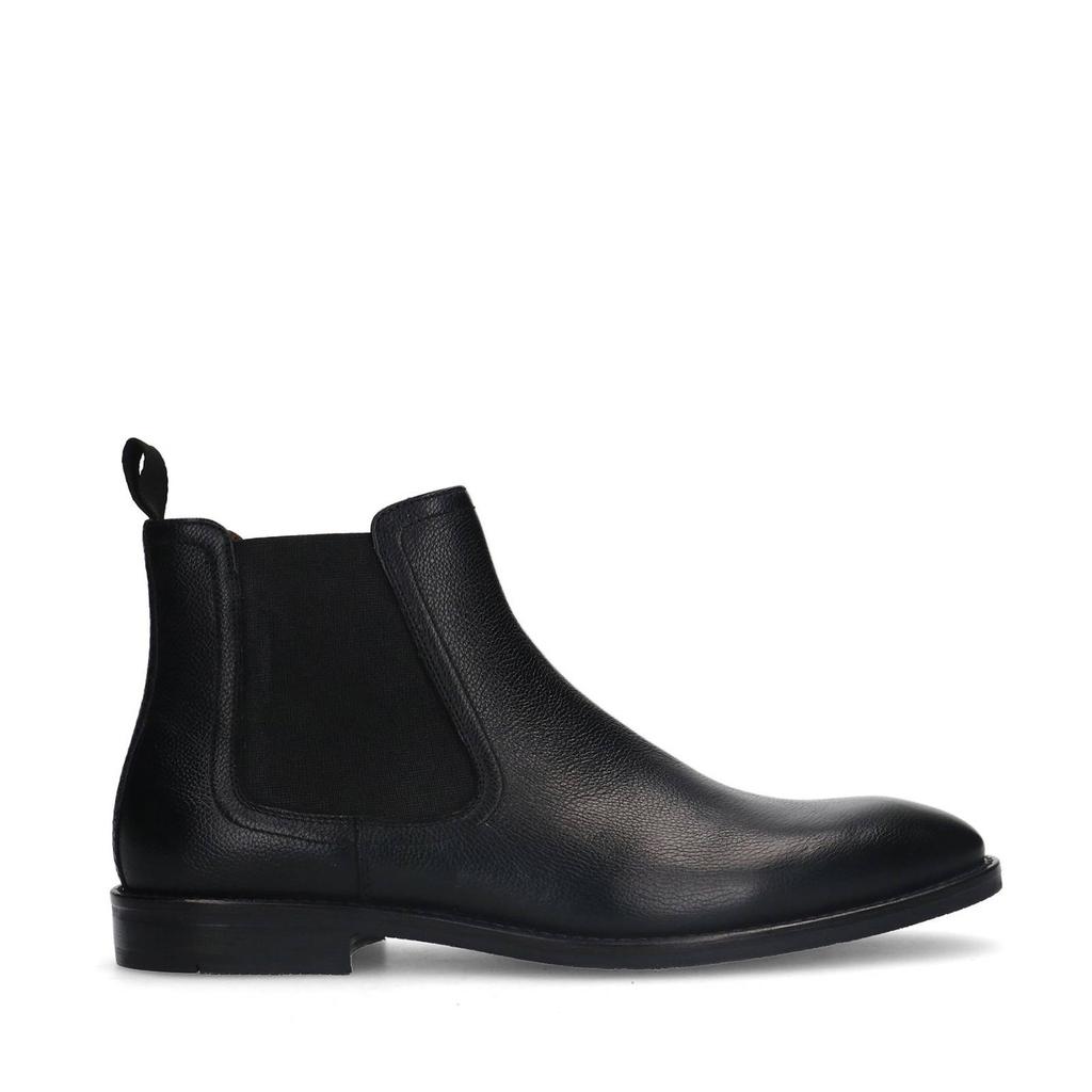 Zwarte heren Manfield leren chelsea boots met elastische inzet