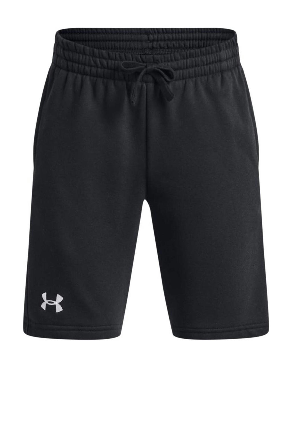 Zwart en witte jongens Under Armour sportshort van katoen met regular fit, elastische tailleband met koord en effen
