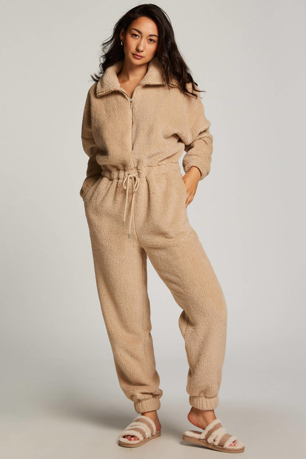 Hunkemöller fleece onesie beige | wehkamp