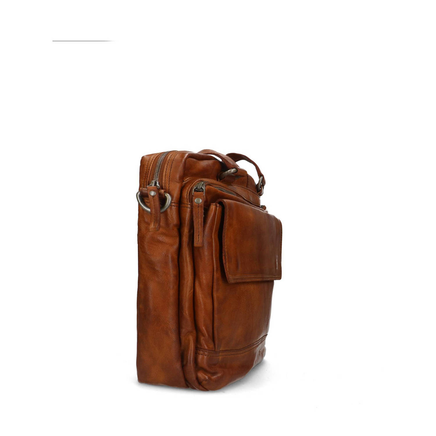 Manfield 16 leren laptoptas cognac
