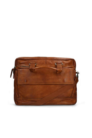  16 inch leren laptoptas cognac