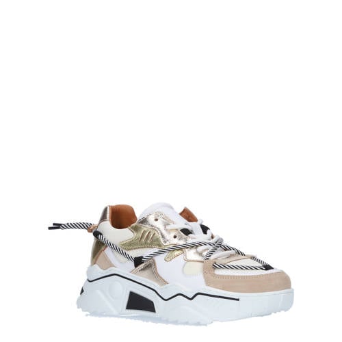 DWRS Jupiter chunky leren sneakers wit/champagne