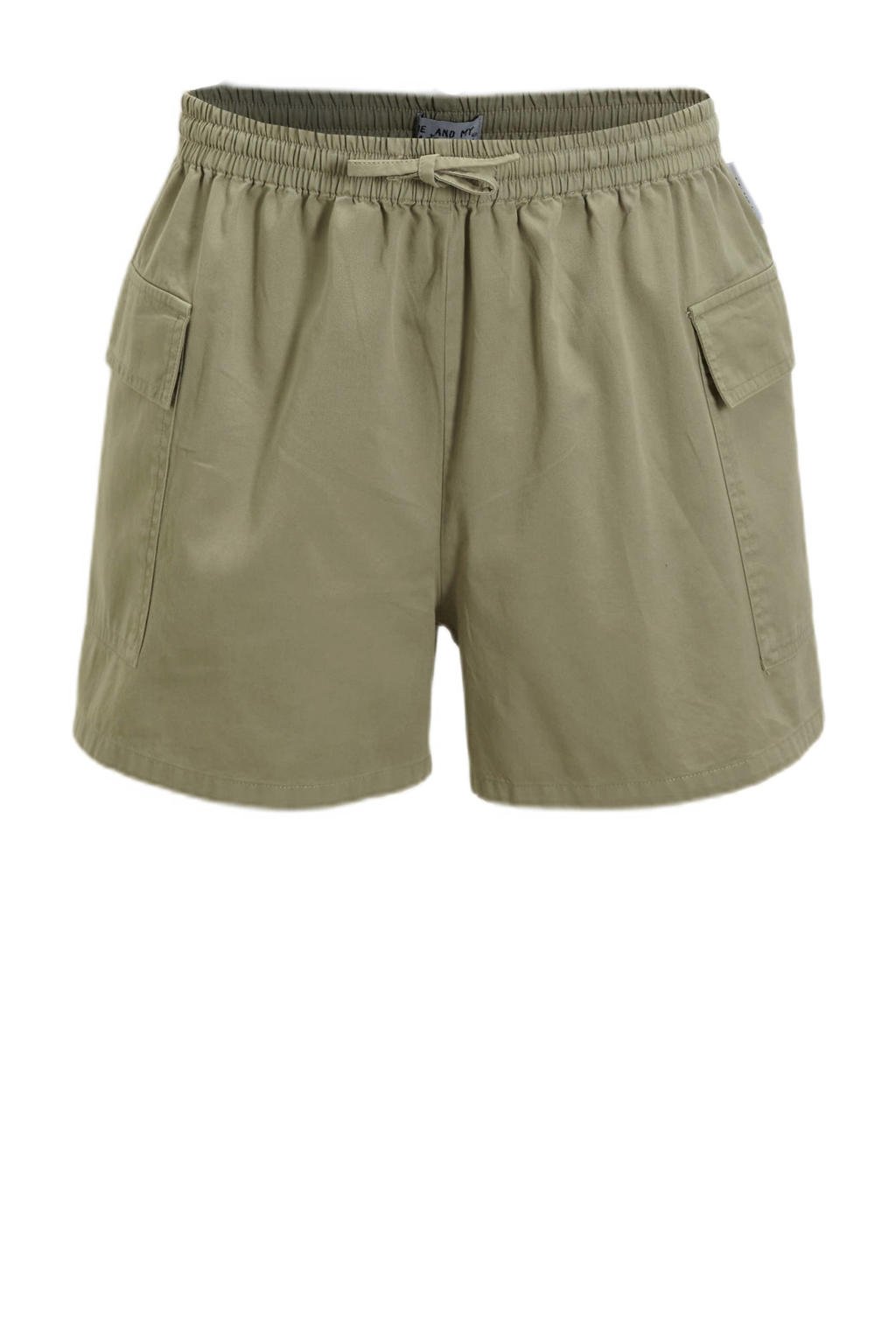Kakikleurige meisjes Me & My Monkey short Priya van katoen met elastische tailleband met koord