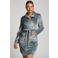Hunkemöller fleece badjas met ritssluiting ijsblauw