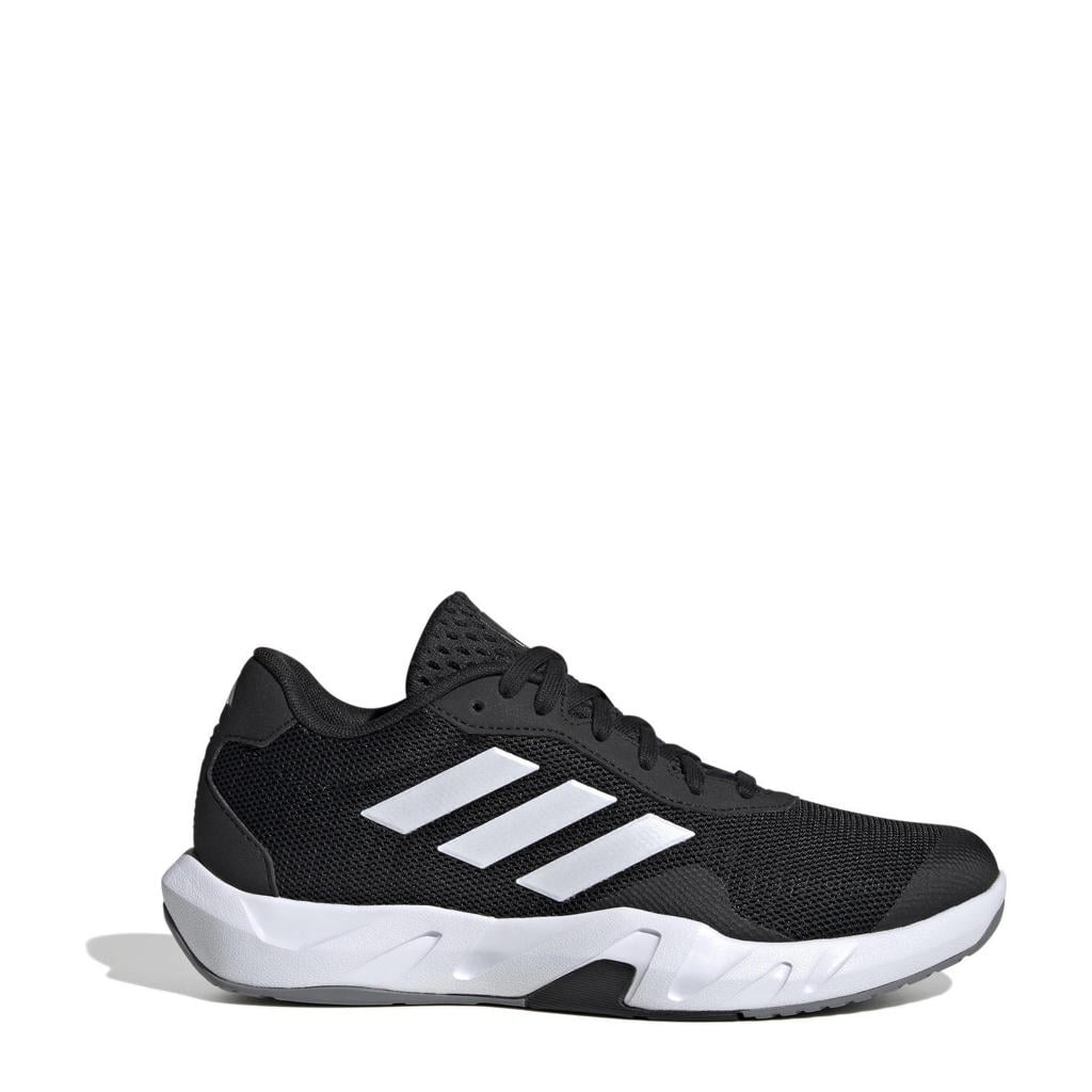 Zwart en witte dames adidas Performance Amplimove fitness schoenen van mesh met veters