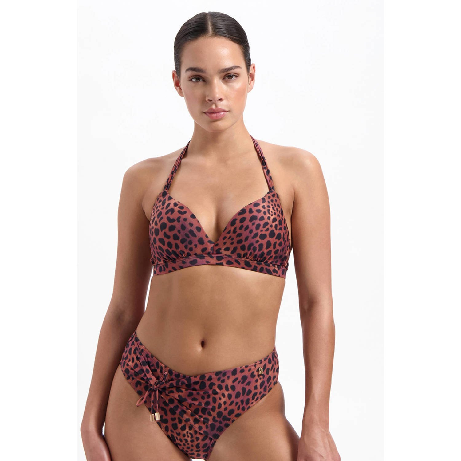 Beachlife voorgevormde halter bikinitop bruin zwart