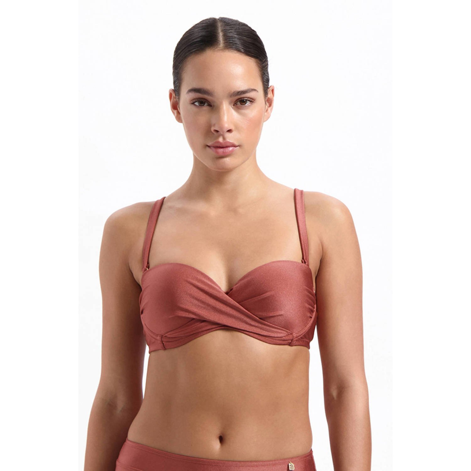 Beachlife voorgevormde strapless bandeau bikinitop bruin