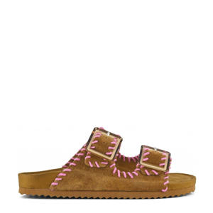   suède slippers bruin