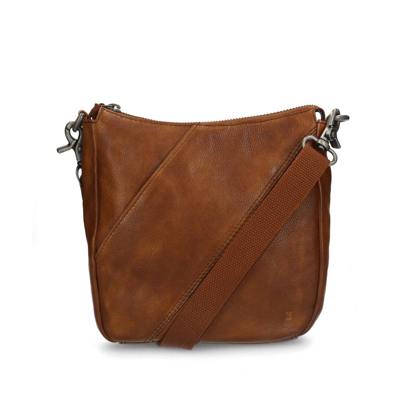 Manfield leren crossbody tas cognac