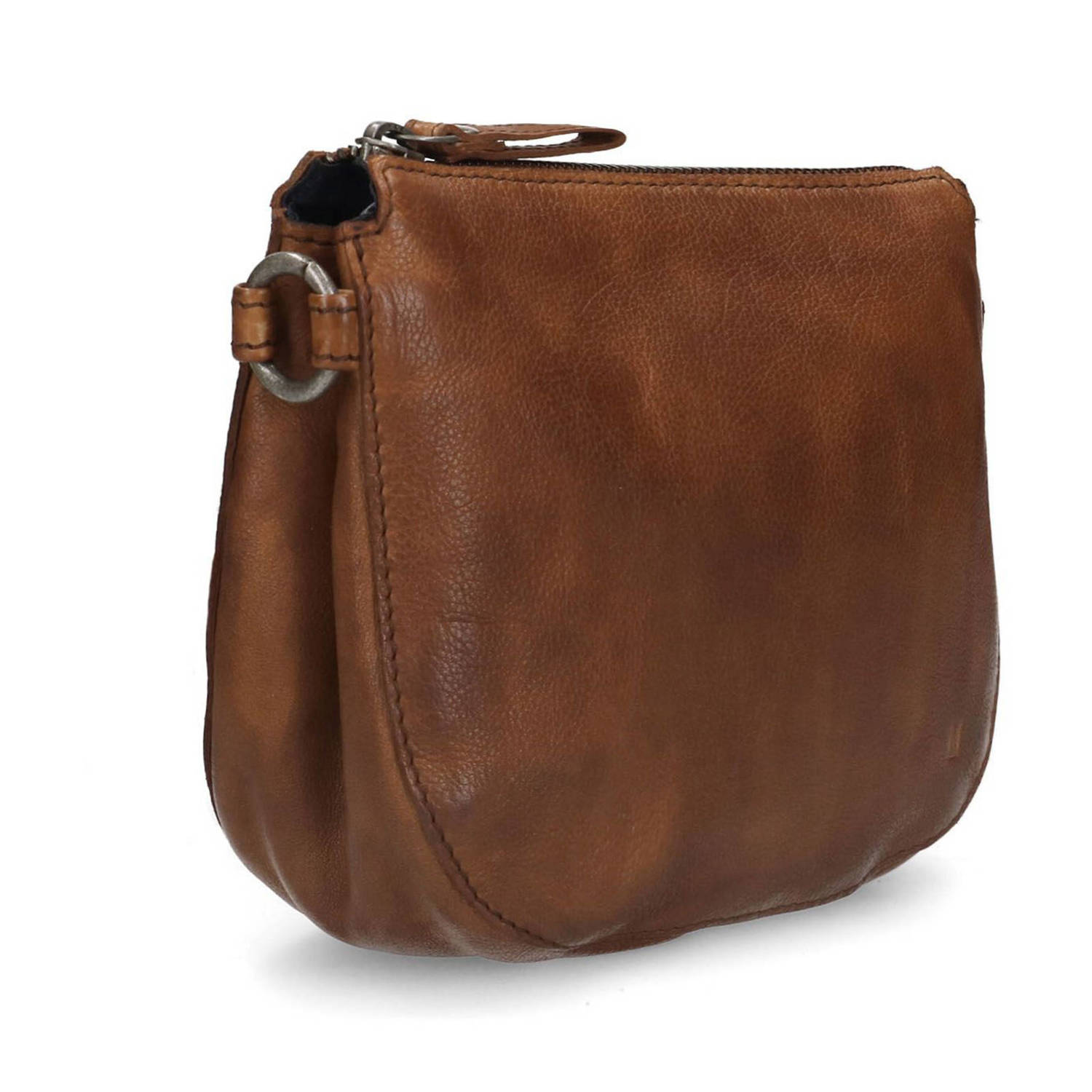 Manfield leren crossbody tas cognac