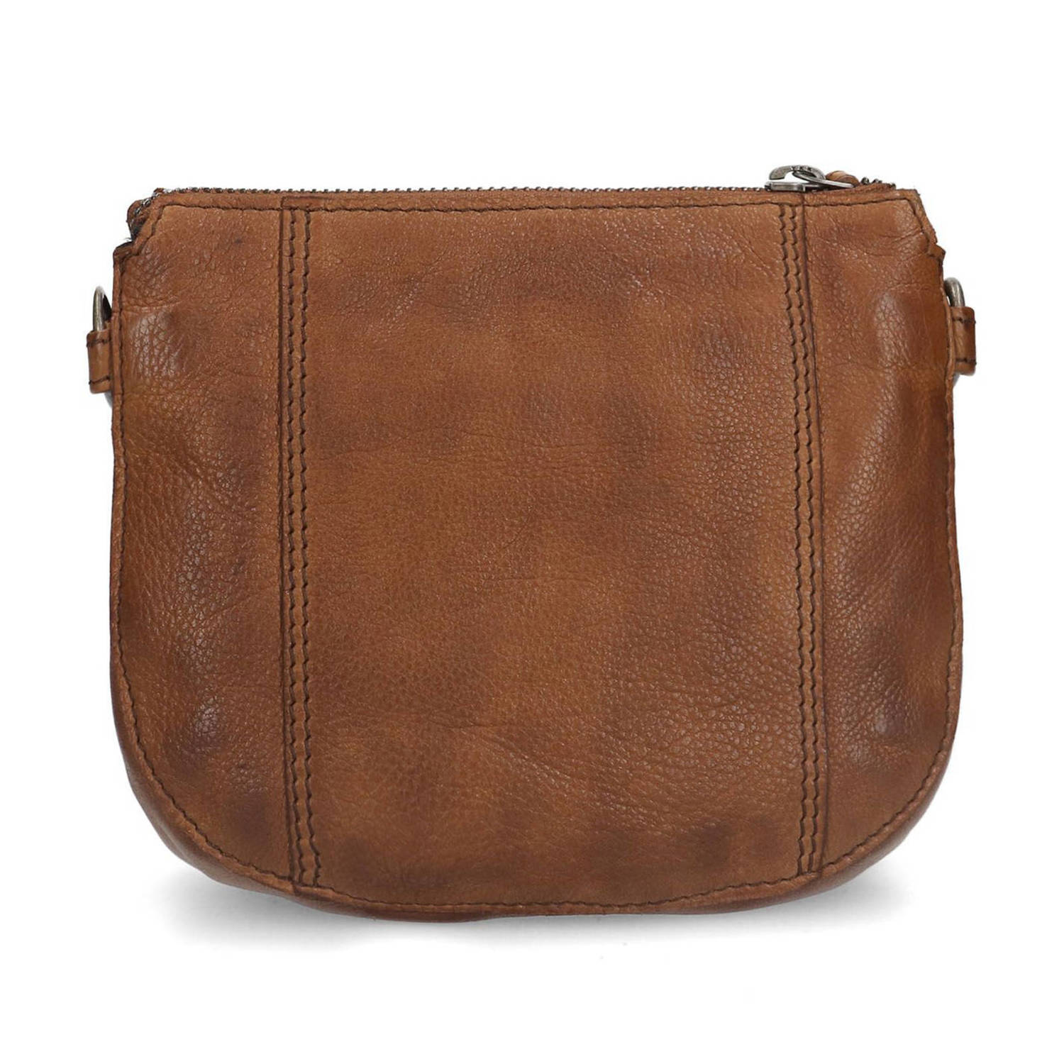 Manfield leren crossbody tas cognac