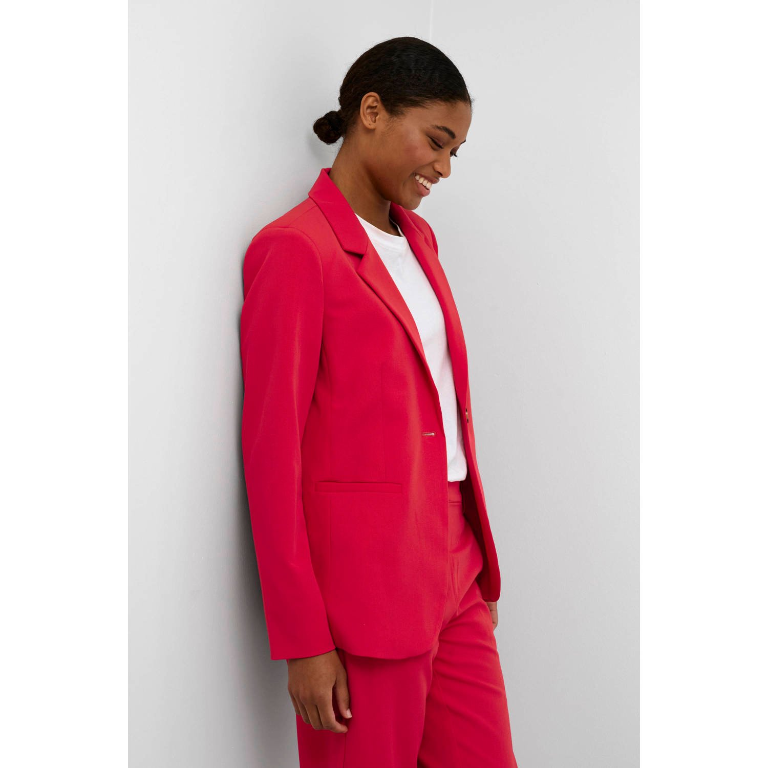 Kaffe rechtvallende blazer roze