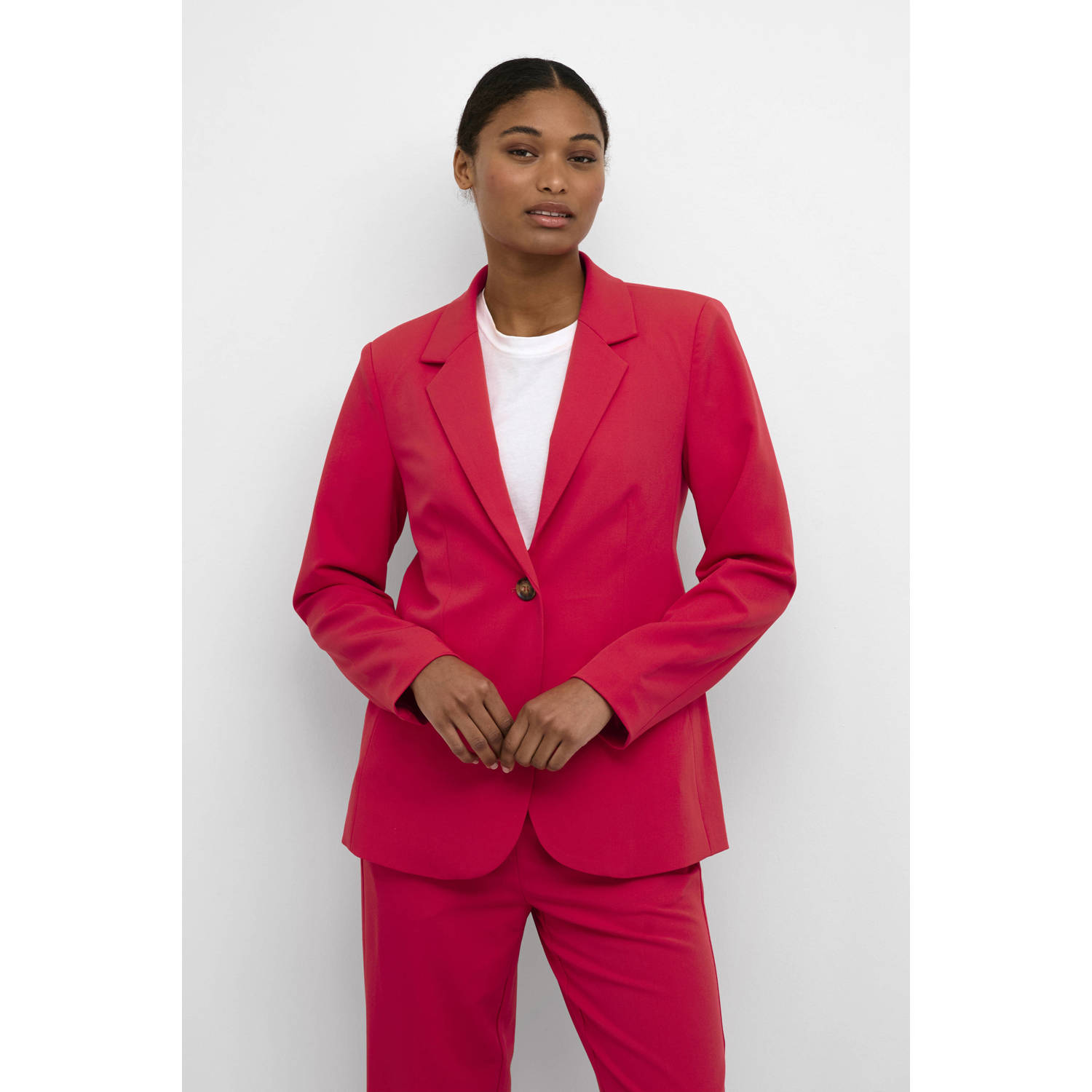 Kaffe rechtvallende blazer roze