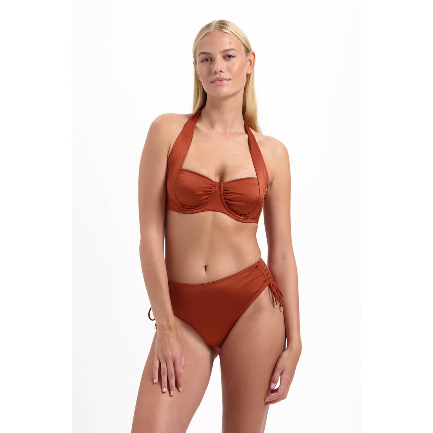 Cyell niet-voorgevormde strapless halter bikinitop brons