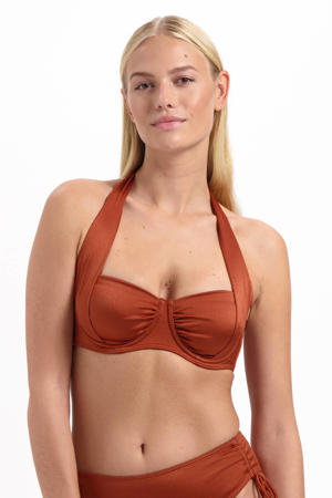 niet-voorgevormde strapless halter bikinitop brons