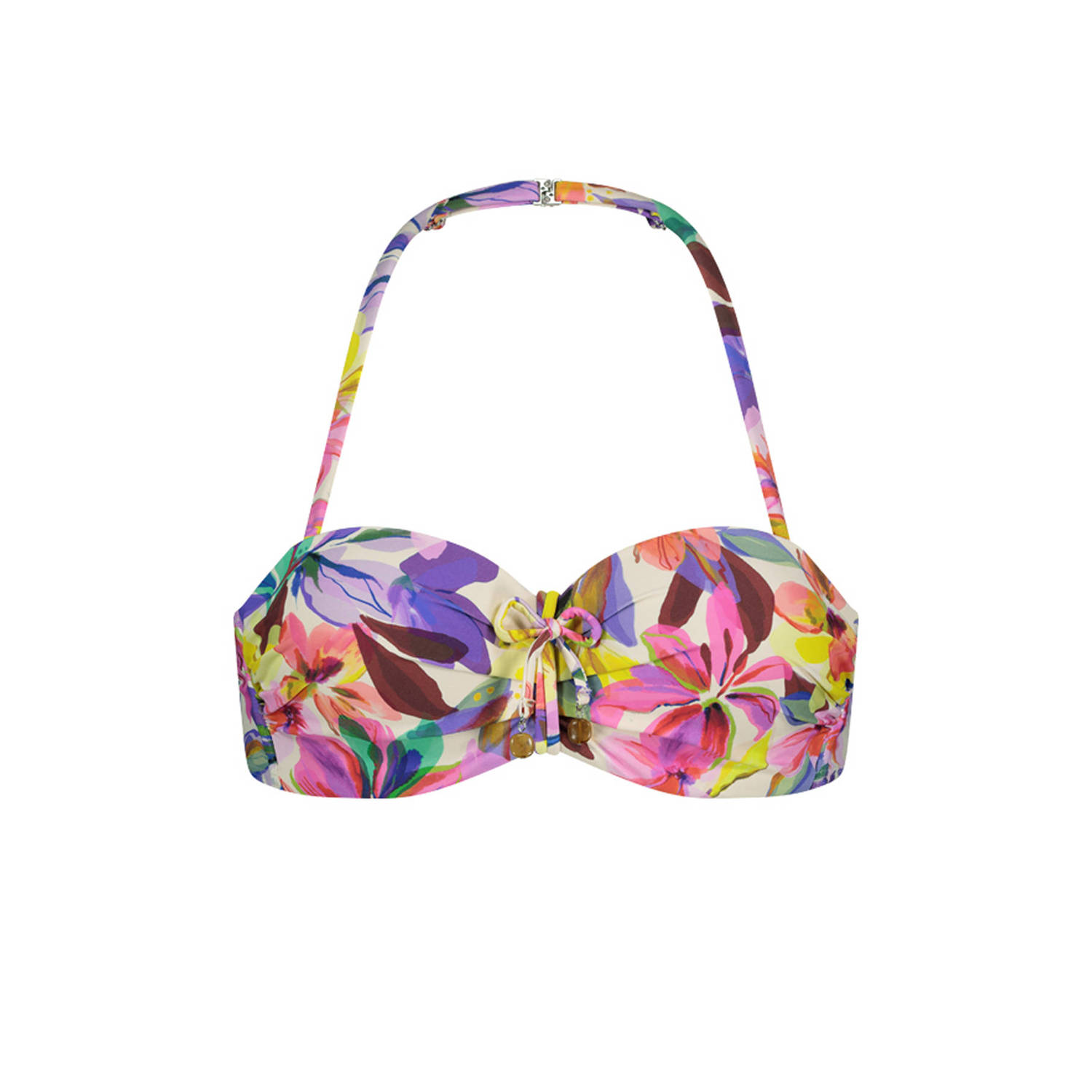 Cyell voorgevormde strapless bandeau bikinitop roze multi