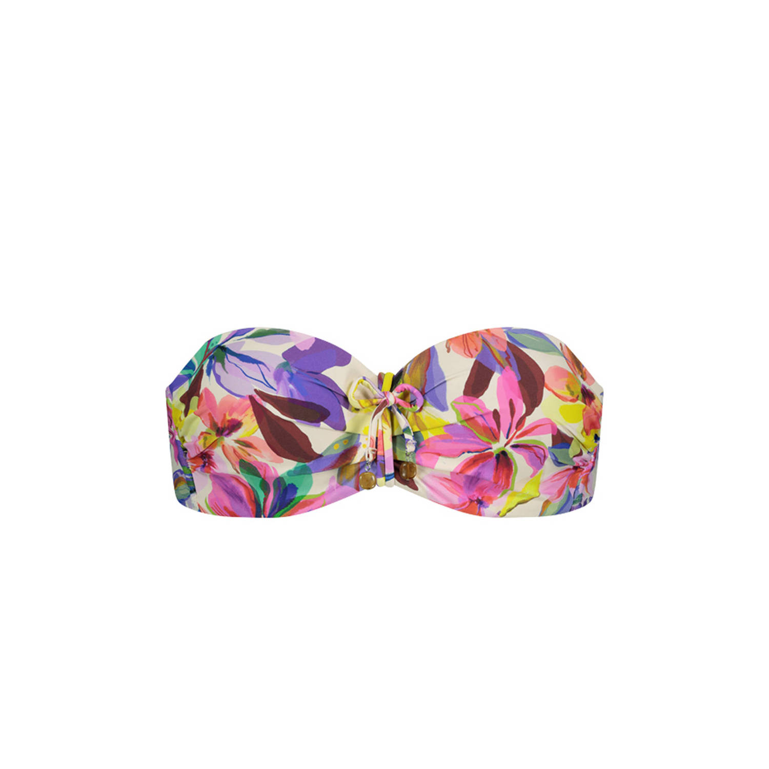 Cyell voorgevormde strapless bandeau bikinitop roze multi