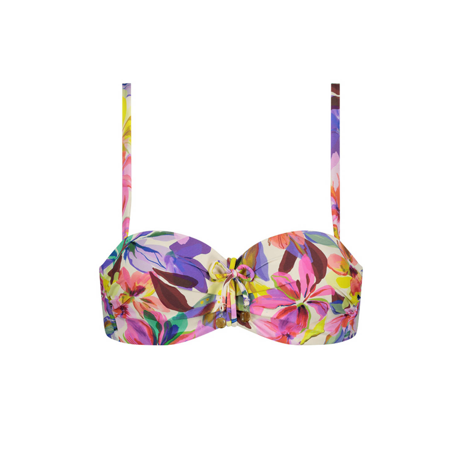 Cyell voorgevormde strapless bandeau bikinitop roze multi