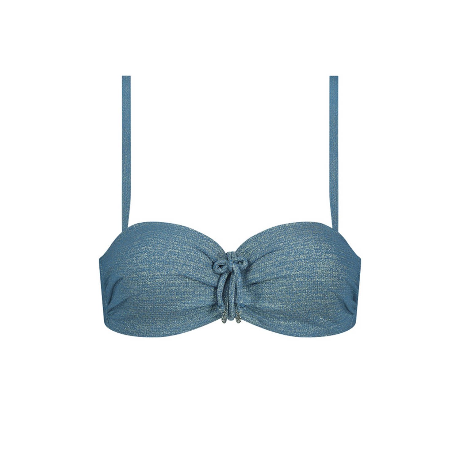 Cyell voorgevormde strapless bandeau bikinitop petrol zilver