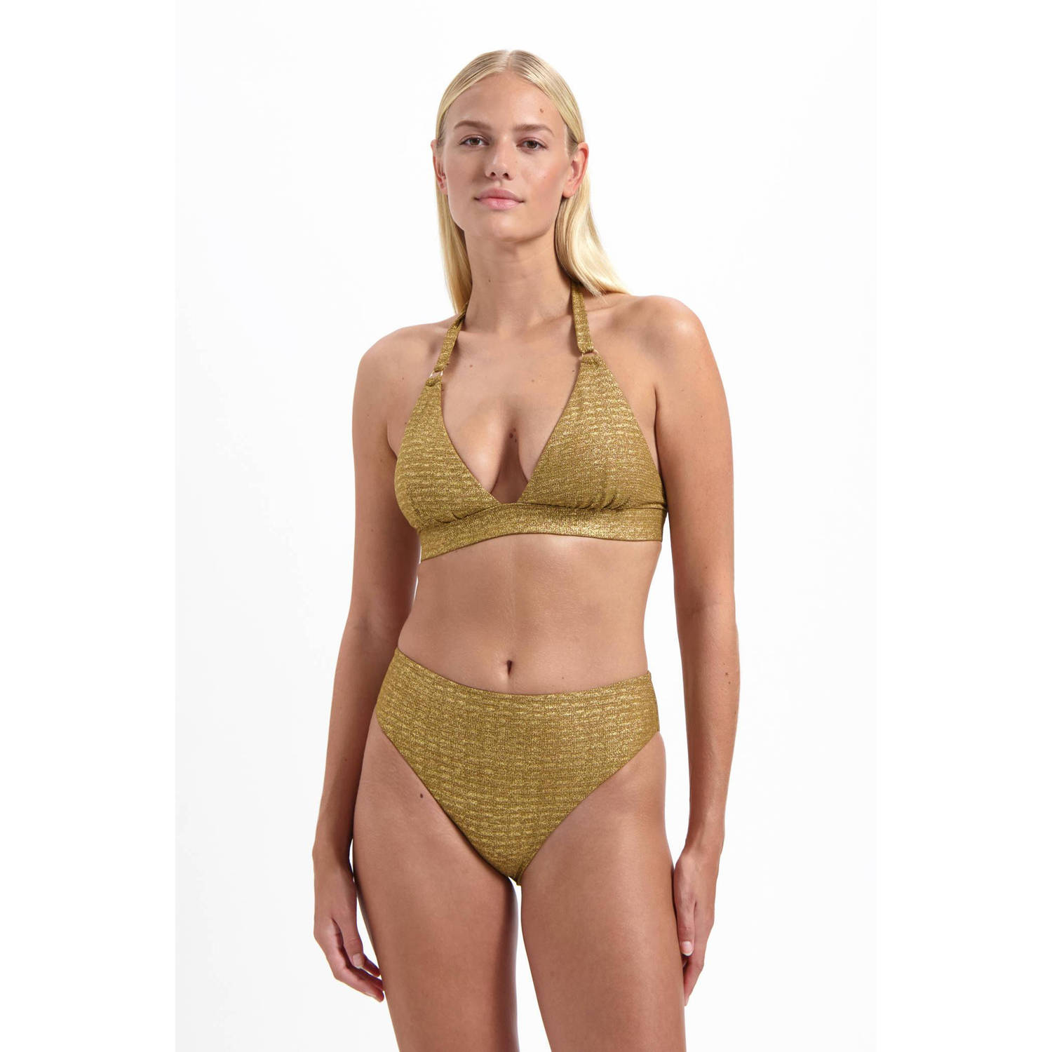 Cyell high waist bikinibroekje met glitters goud