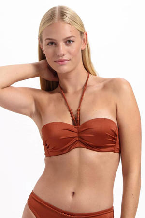 voorgevormde strapless bandeau bikinitop brons