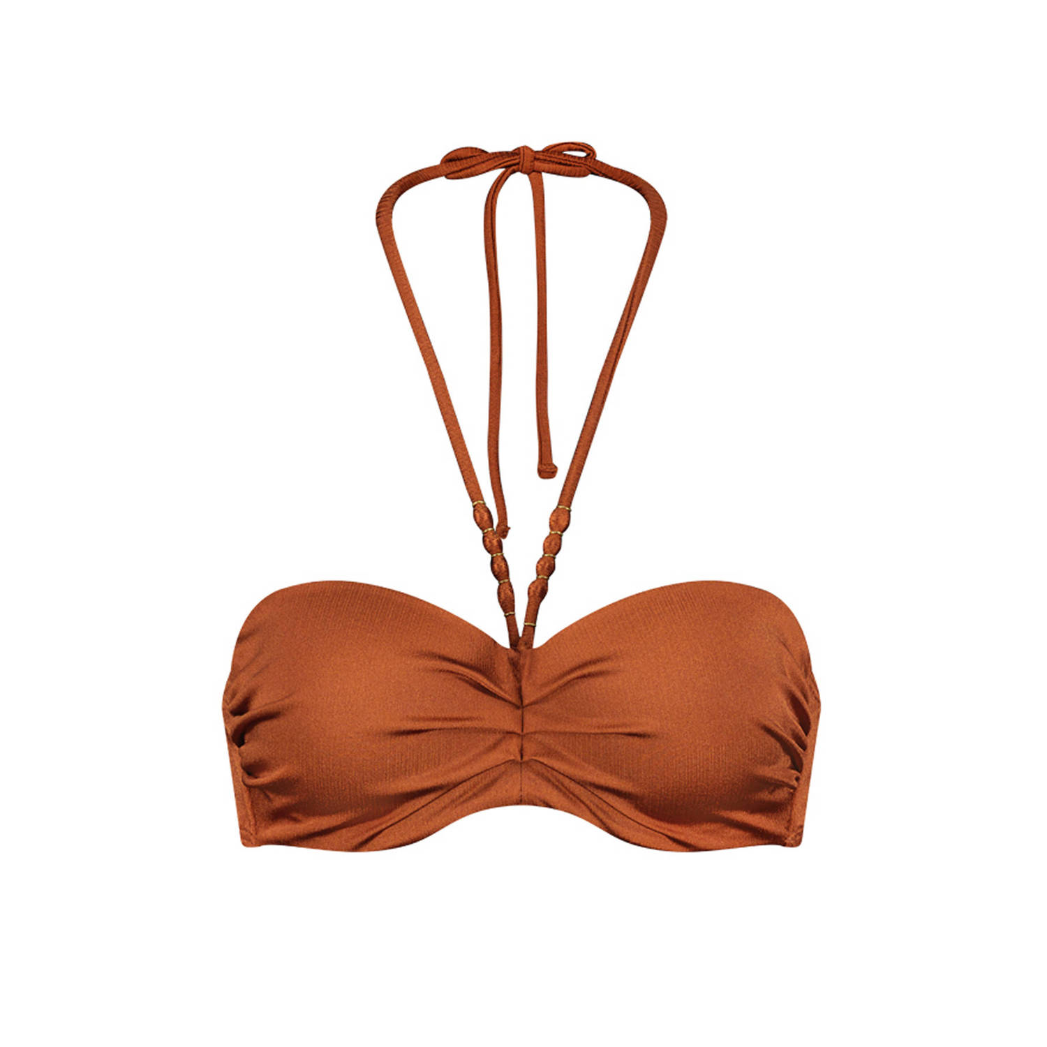 Cyell voorgevormde strapless bandeau bikinitop brons