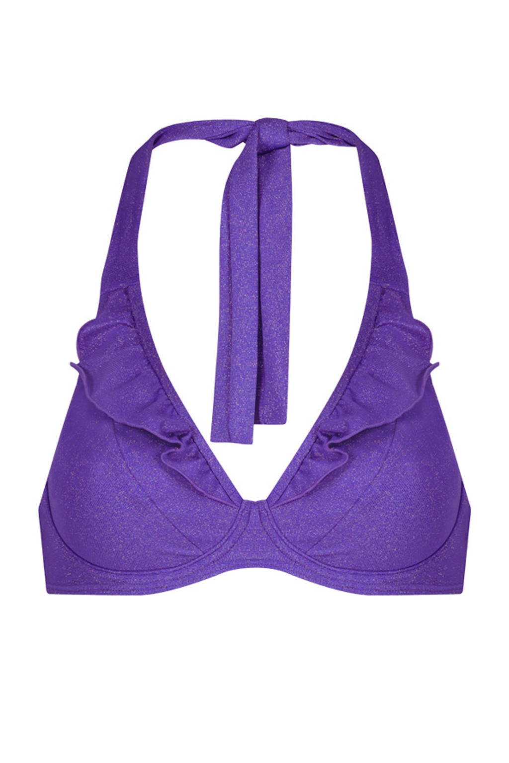 Cyell niet-voorgevormde halter bikinitop met lurex paars