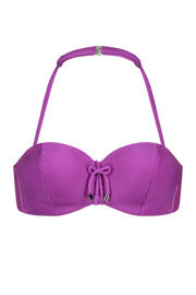 thumbnail: Cyell voorgevormde strapless bandeau bikinitop met ribstructuur fuchsia