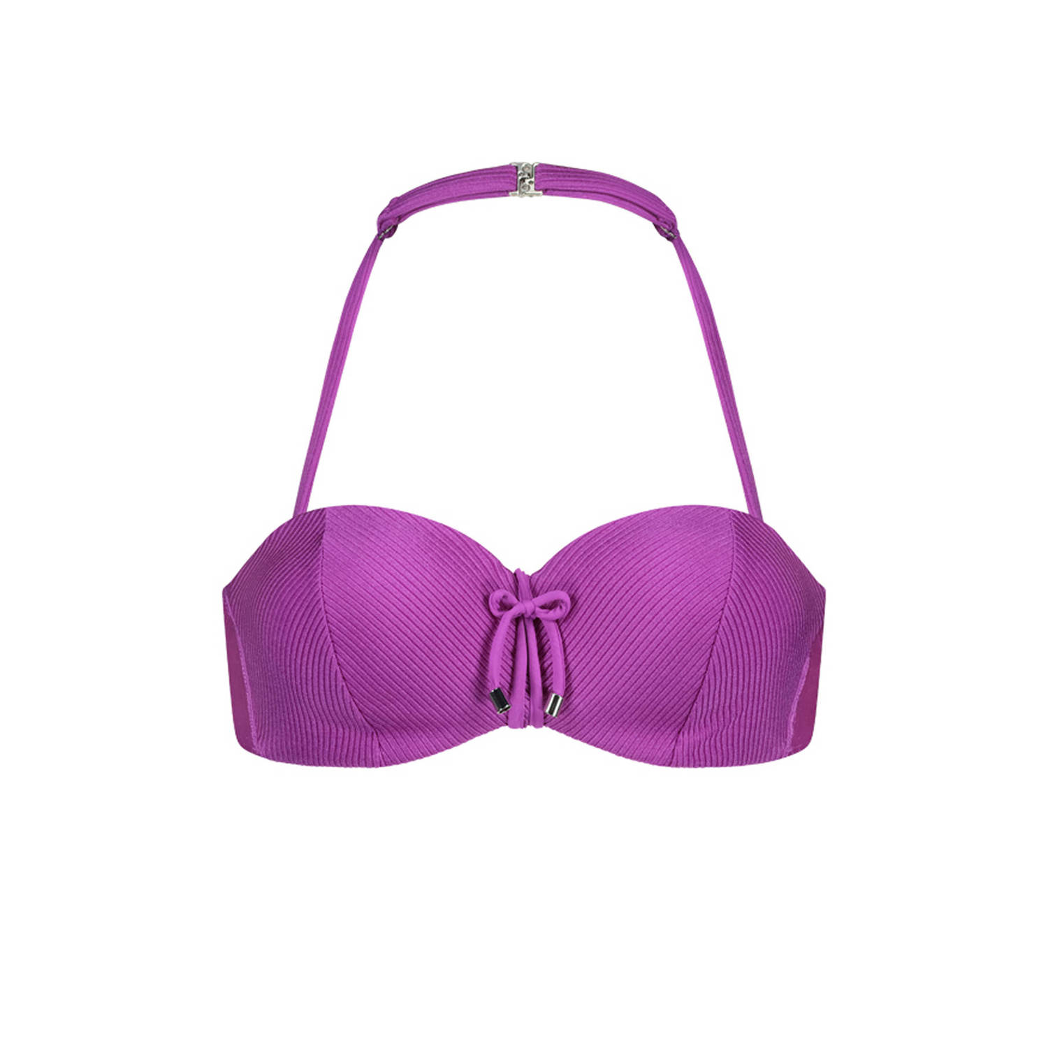 Cyell voorgevormde strapless bandeau bikinitop met ribstructuur paars
