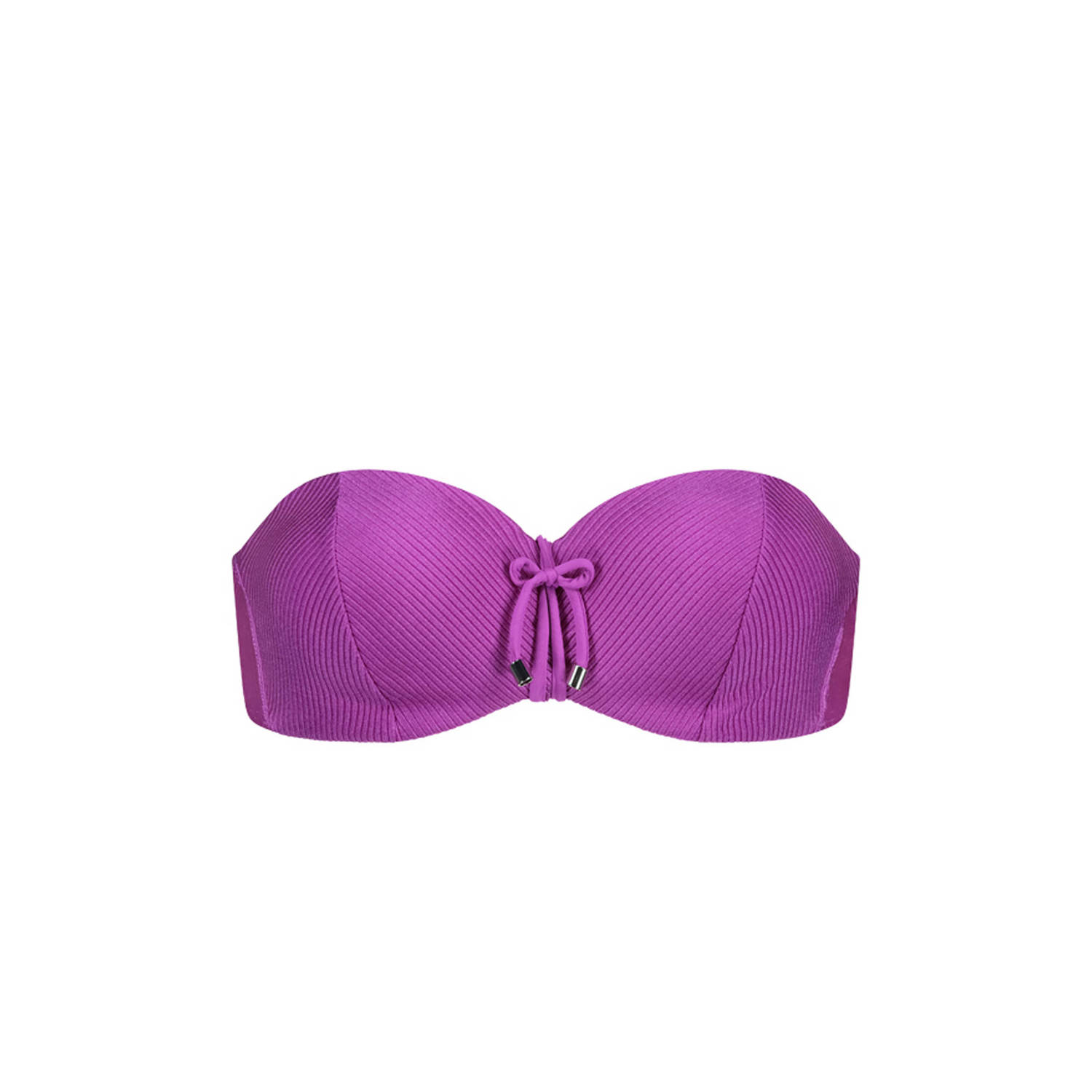 Cyell voorgevormde strapless bandeau bikinitop met ribstructuur paars