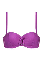 thumbnail: Cyell voorgevormde strapless bandeau bikinitop met ribstructuur fuchsia