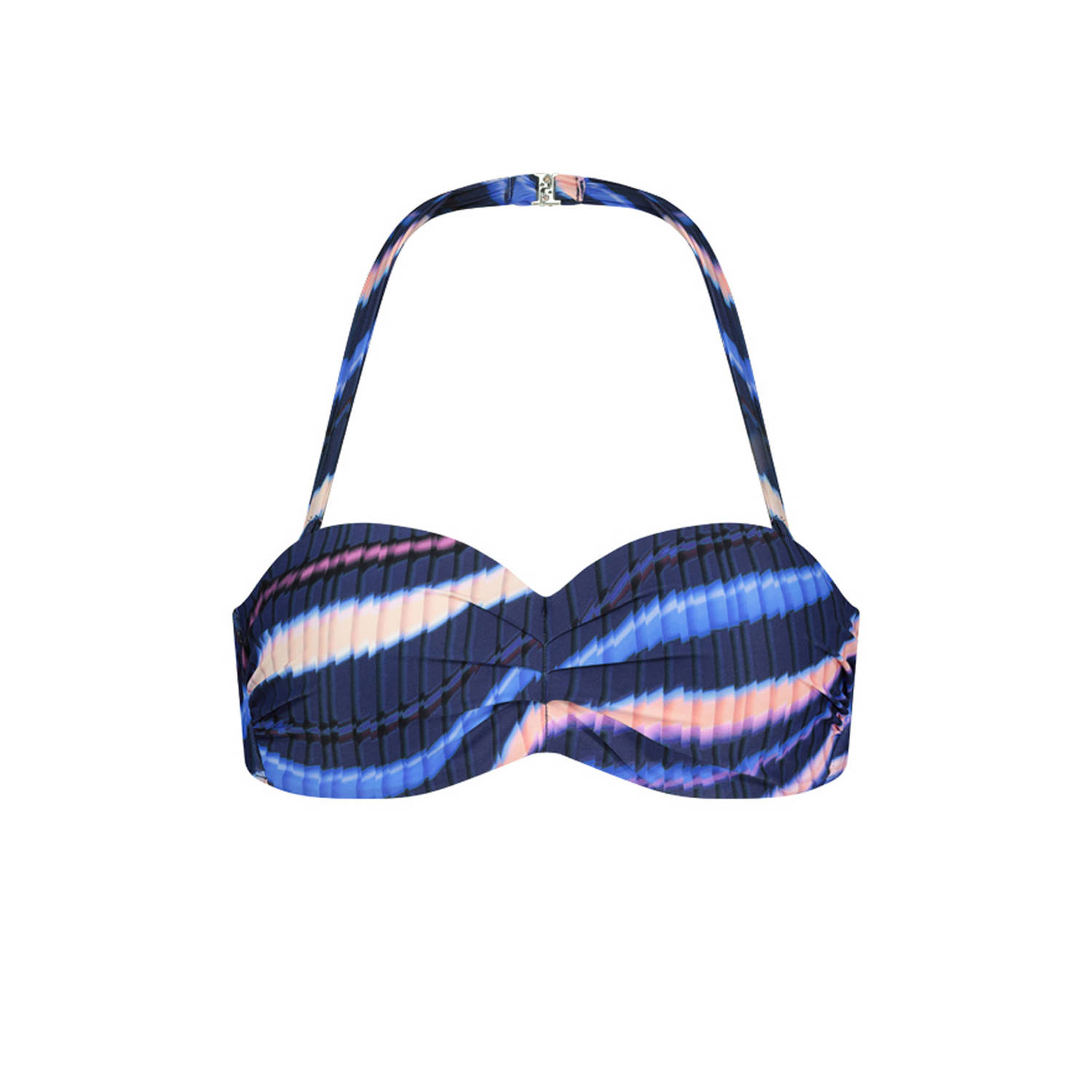 Cyell voorgevormde strapless bandeau bikinitop donkerblauw multi