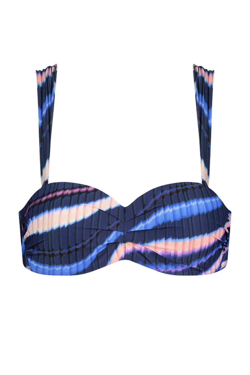Cyell voorgevormde strapless bandeau bikinitop donkerblauw/multi