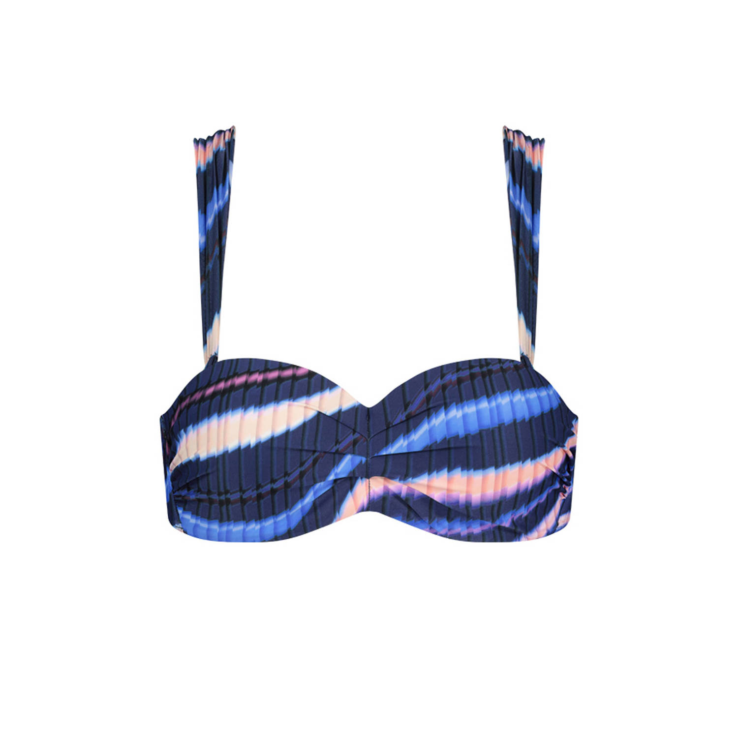 Cyell voorgevormde strapless bandeau bikinitop donkerblauw multi