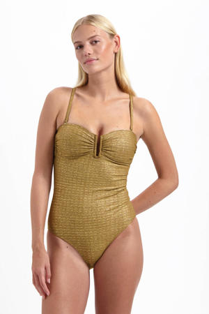 multiway strapless badpak met glitters goud