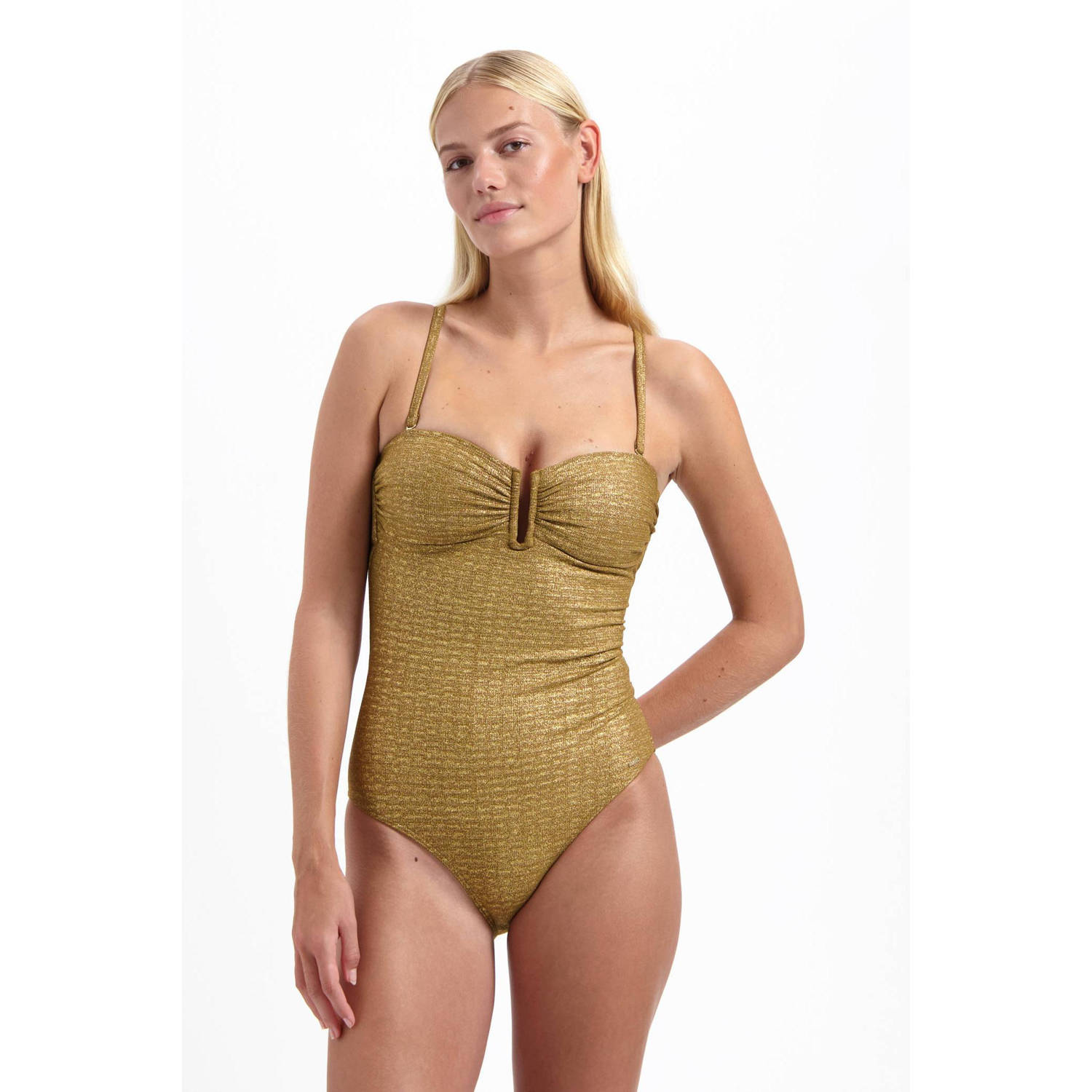 Cyell multiway strapless badpak met glitters goud