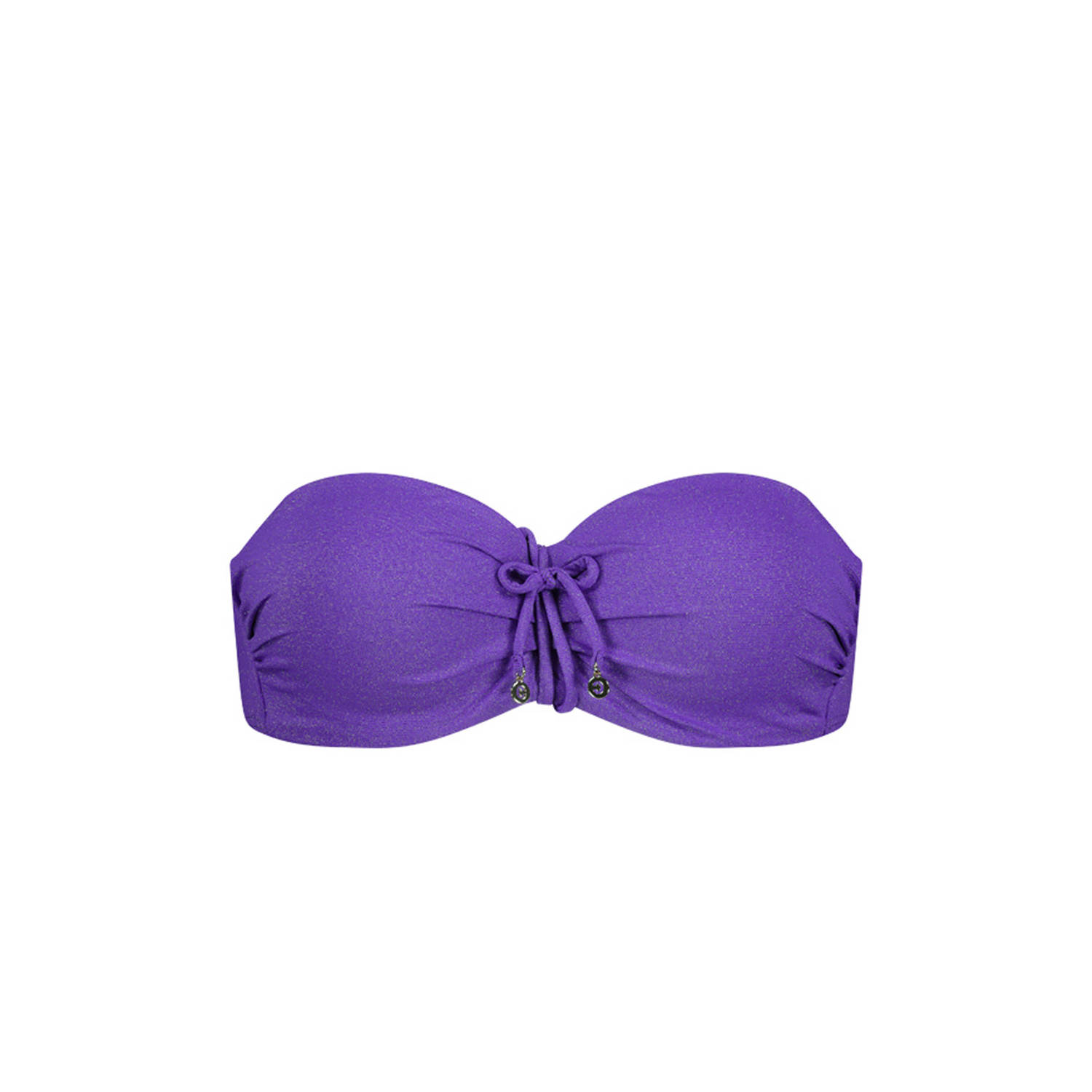 Cyell voorgevormde strapless bandeau bikinitop met lurex paars