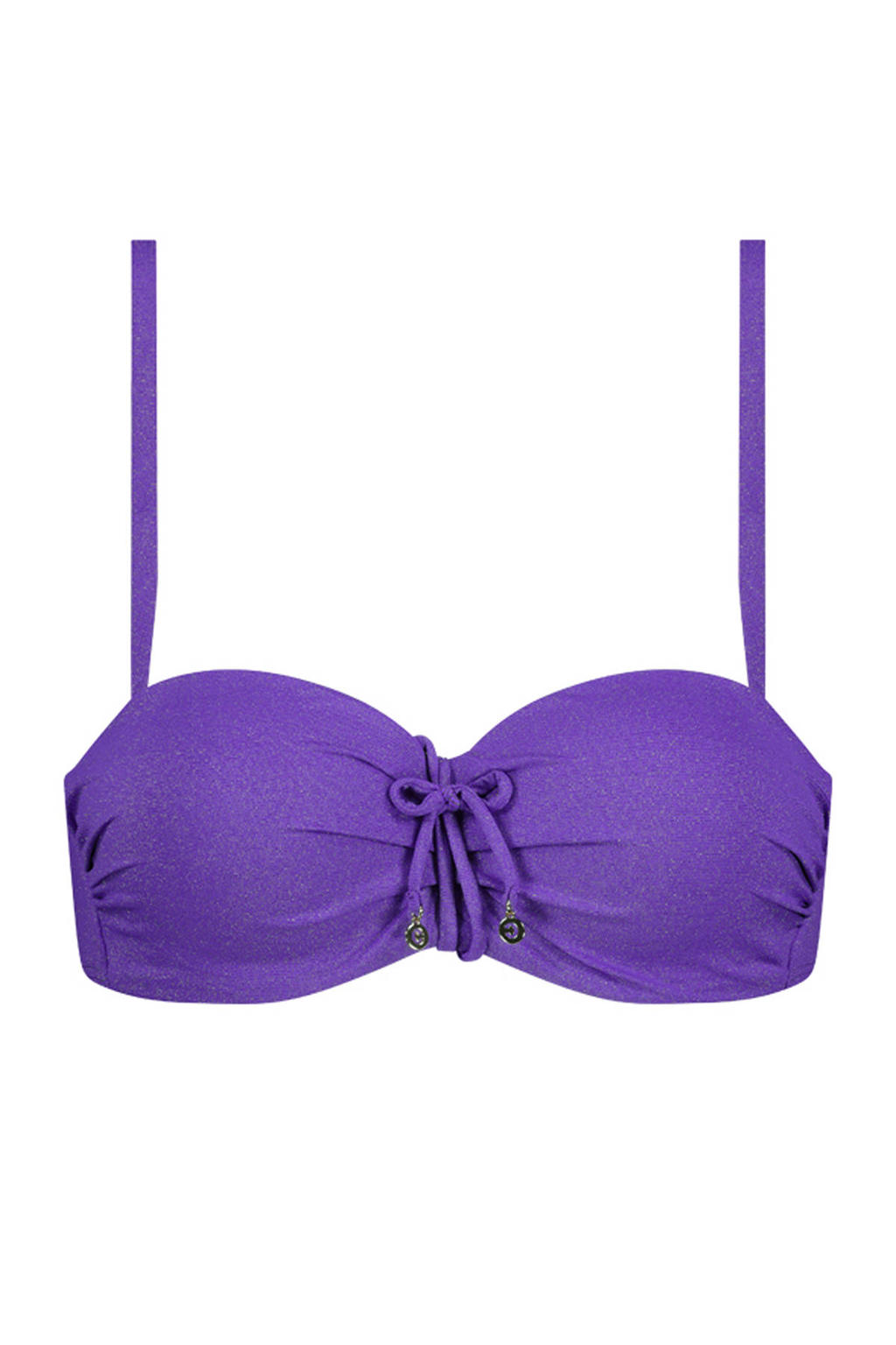 Cyell voorgevormde strapless bandeau bikinitop met lurex paars