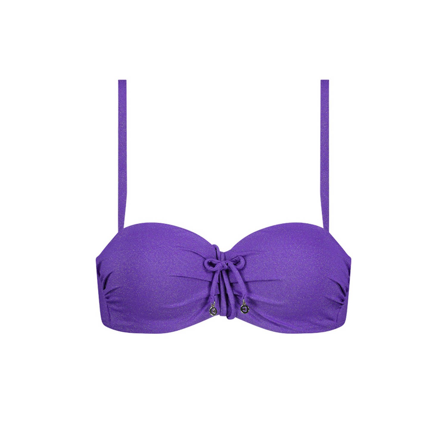 Cyell voorgevormde strapless bandeau bikinitop met lurex paars