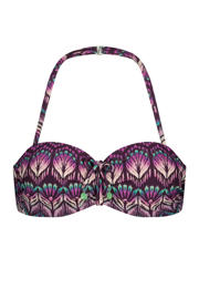 thumbnail: Cyell voorgevormde strapless bandeau bikinitop paars/multi